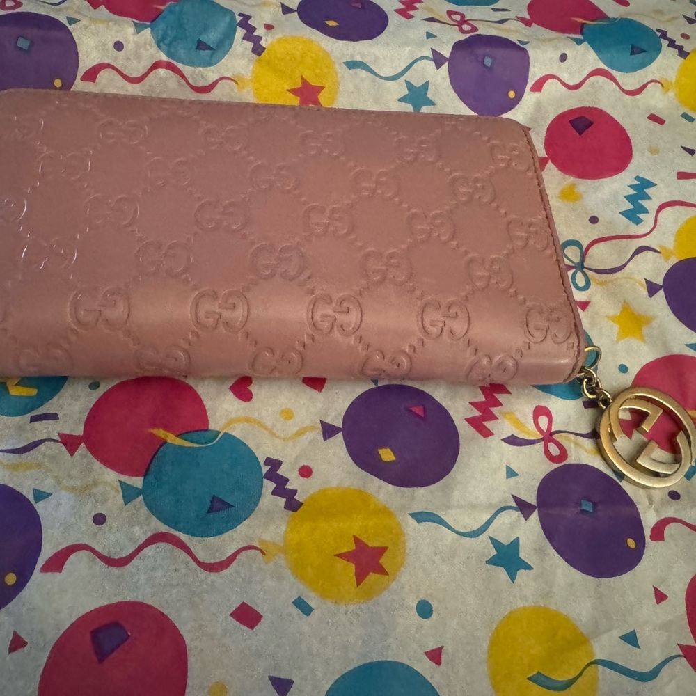 GUCCI Guccissima Leather Zip Around Wallet Pink Gold w/ COA - Picture 7 of 10